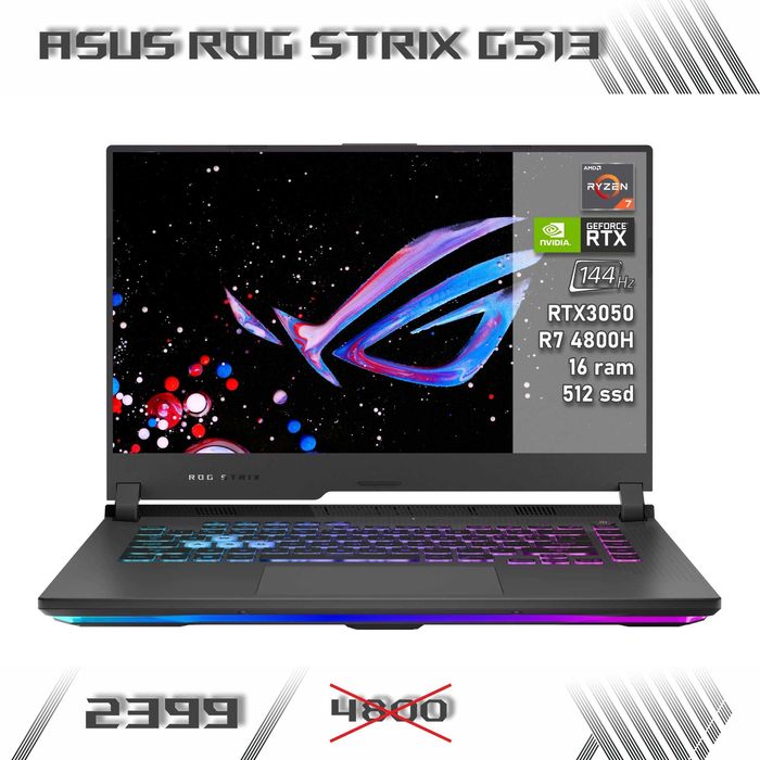 LAPTOP GAMINGOWY! Asus ROG Strix RTX3050 Ryzen 7 4800H 144hz KOMPUTER
