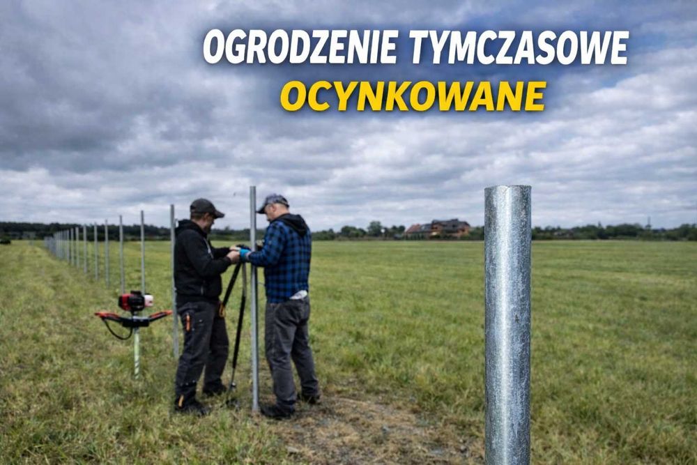 Ogrodzenie Budowlane Metalowe Ocynk słupki + siatka materiał na 50mb