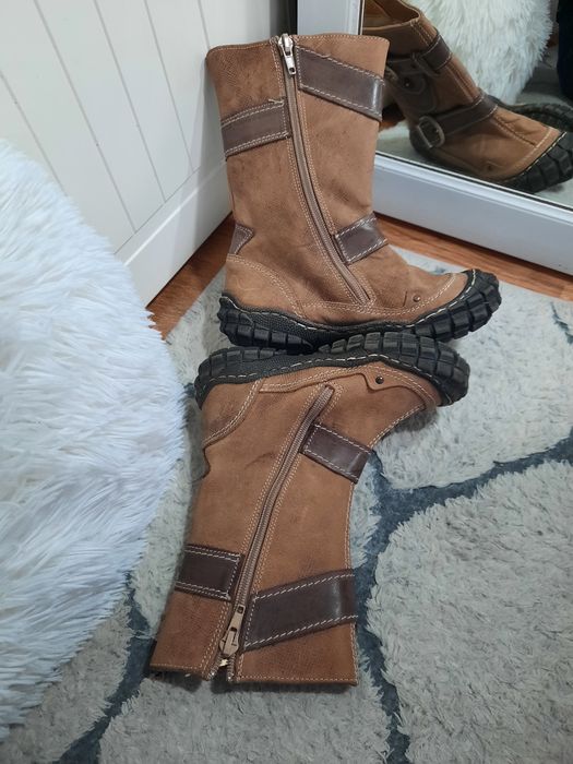 Obex 30 17,5cm skóra śniegowce kozaki ocieplane futerko brąz