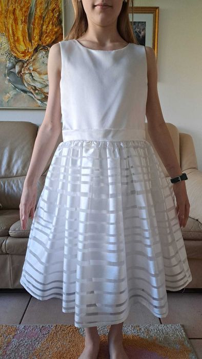 biała sukienka dziewczęca rozm. 146 na przyjęcie komunijne lub wesele