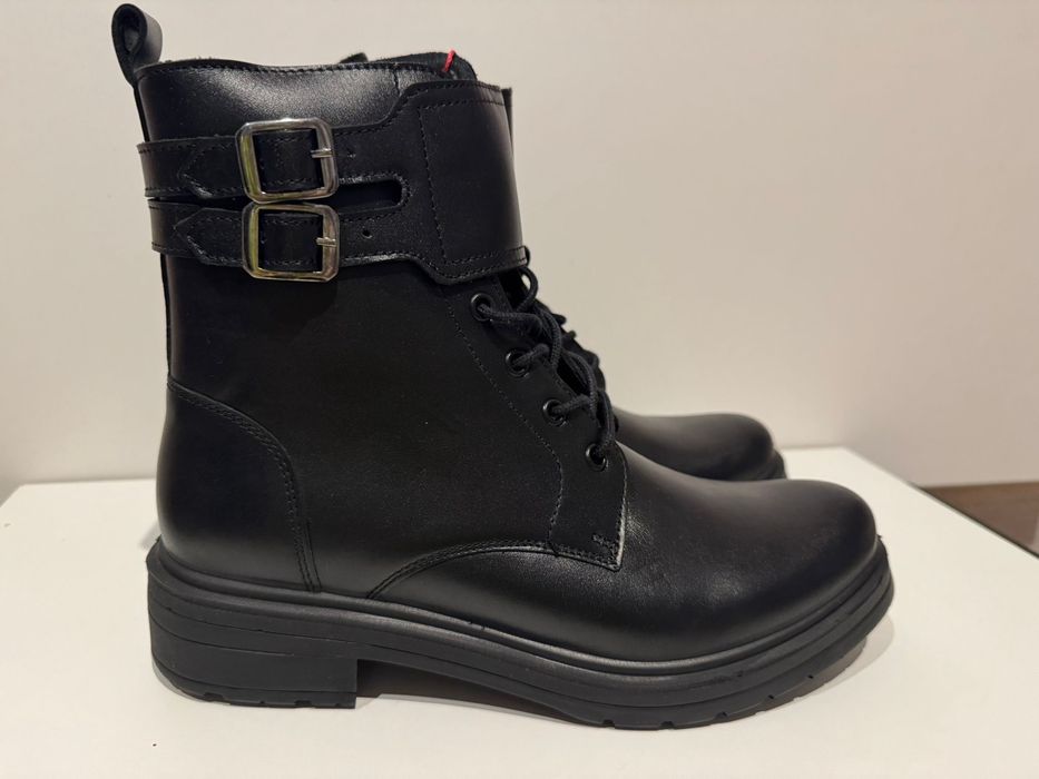 Damskie Czarne botki Wojas, trzewiki  w stylu biker roz. 38