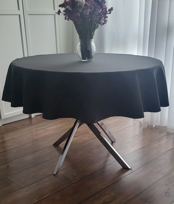 OKAZJA elegancki okrągły obrus 150cm ciemny szary obrus plamoodporny