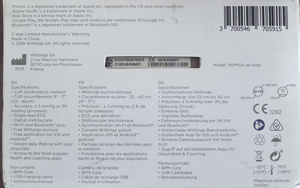 Ciśnieniomierz WITHINGS BPM Core