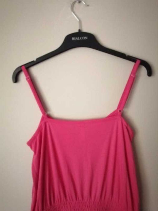 Nowa sukienka XL 42 plisowana z wiskozy różowa malinowa