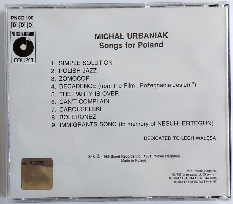 Urbaniak Songs For Poland 1991r