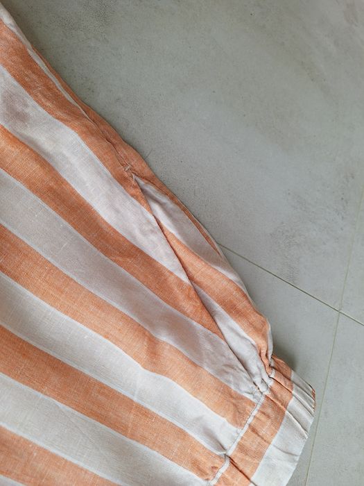 Spodenki lniane szorty w paski H&M Linen 100% len strips print lato