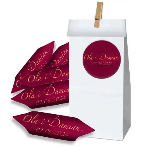 Krówki podziękowania na ślub w torebkach białych 10kpl