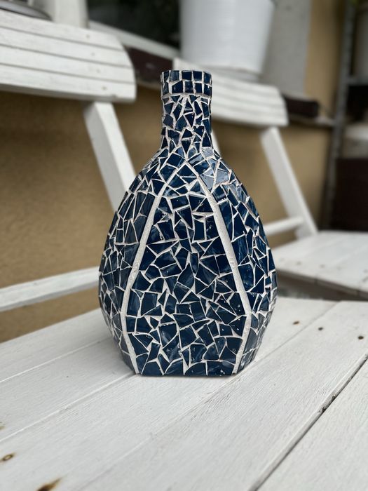 Ręcznie zdobiona butelka mozaika mozaikowa wazon handmade