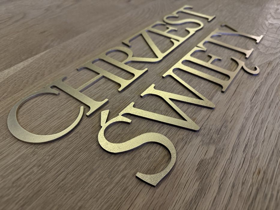 Zlote litery 3D HDF 3mm + taśma dwustronna