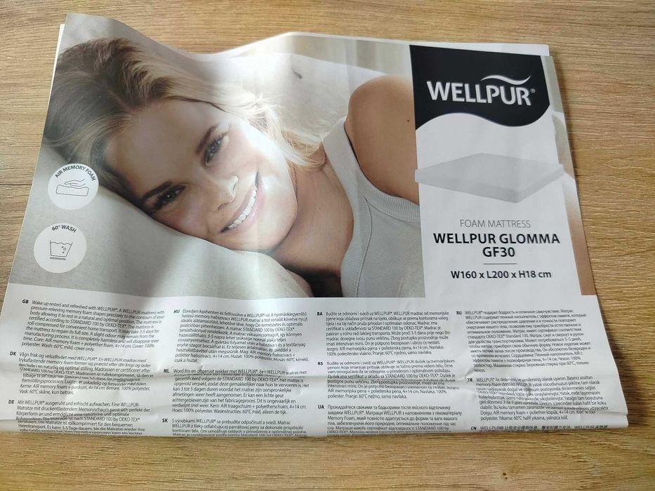 Materac piankowy wellpur jak NOWY