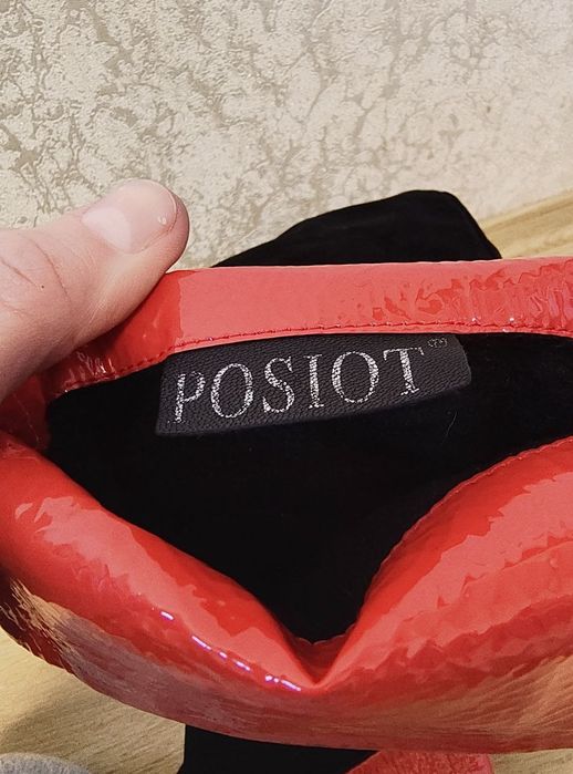Ботфорти Posiot замшеві з натуральним лаком