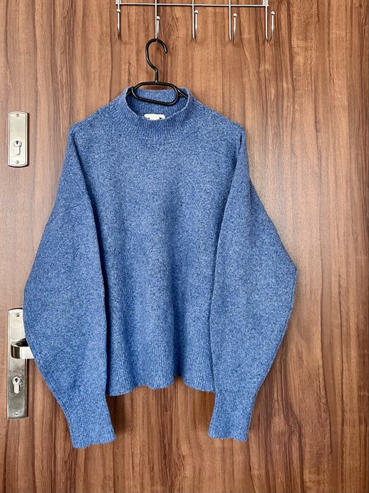 Niebieski akrylowy sweter z wełną H&M 38M oversized body fit