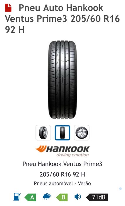 Pneus NOVOS Hankook Ventus Prime 3