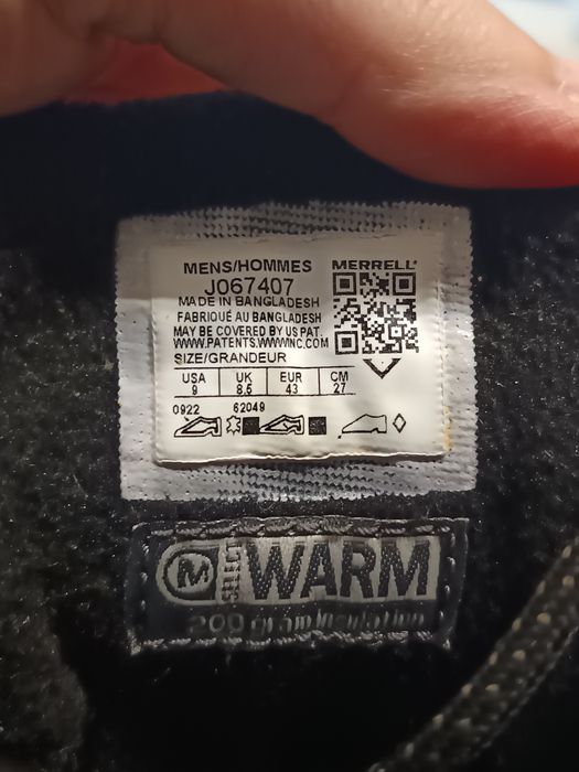 Зимние термоботинки непромокаемые Меррел Merrell  42размер,27 стелька.