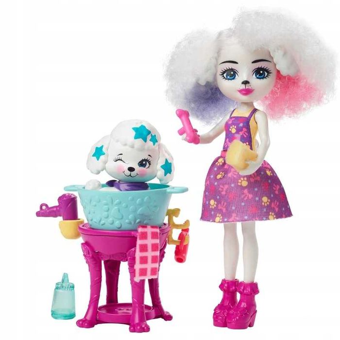 Enchantimals SALON PIĘKNOŚCI lalka PERRIS POODLE+pieski