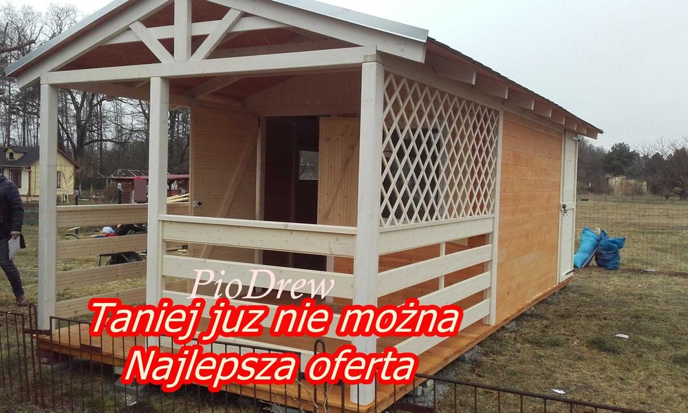 Domek drewniany letniskowy 20m2 ogrodowy montaż gratis