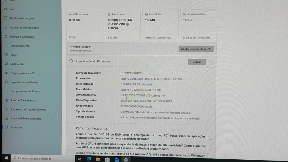 Computador HP EliteDesk 800 G1 SFF (i5, 8GB, Windows 10 Pro)