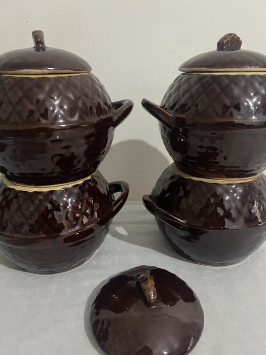 Conjunto de 4 panelas de barro individuais para forno