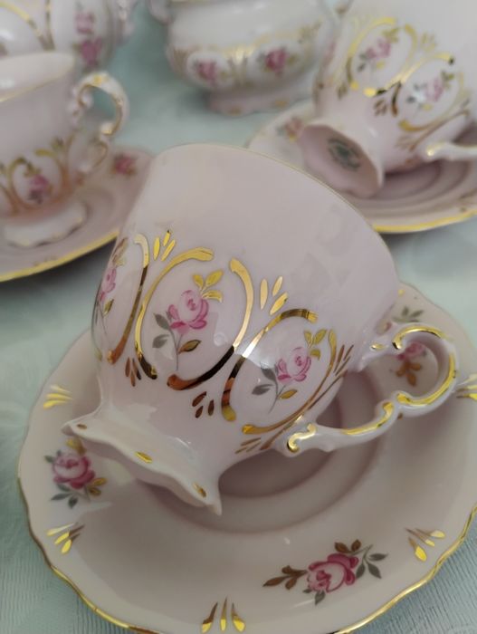 Serwis różowa porcelana Leander