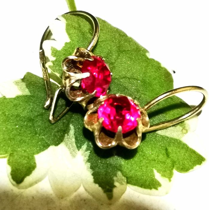 Серьги серебро СССР Рубины