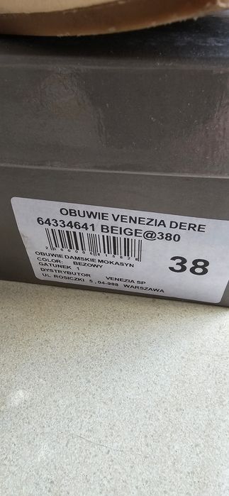 Mokasyny beżowe VENEZIA 38