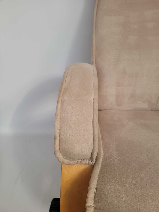 fotel relax odchylany welur podnóżek USZKODZONY