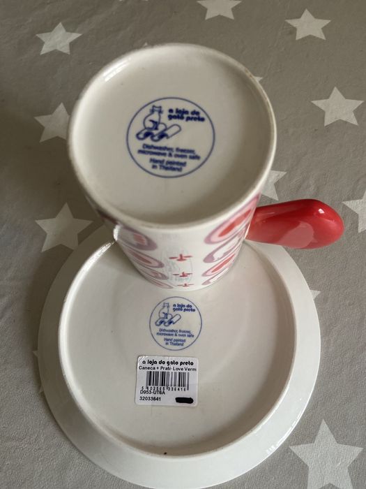 Prato e Caneca Love Gato Preto.64729614473729124