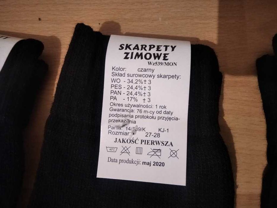 Nowe ciepłe skarpety zimowe 539/MON roz. 43