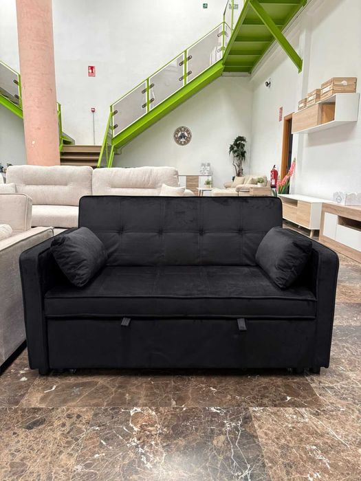 Sofá-cama de dois lugares preto