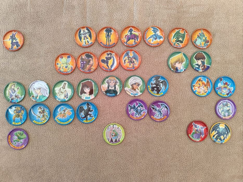 Tazos rei leao, spiderman, yu gi oh