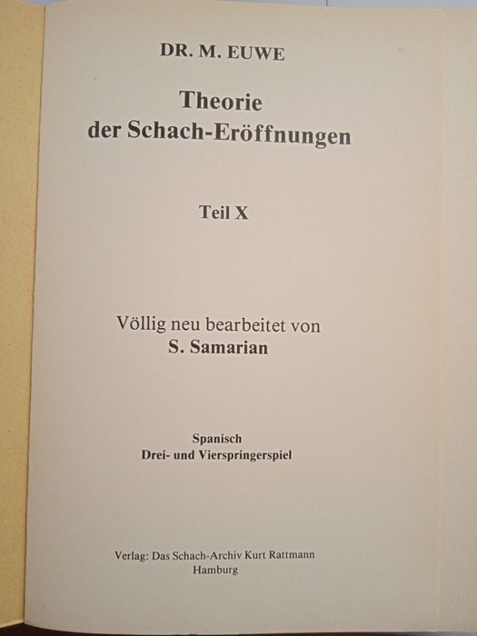 Theorie der Schach-Eroffnungen książka szachowa