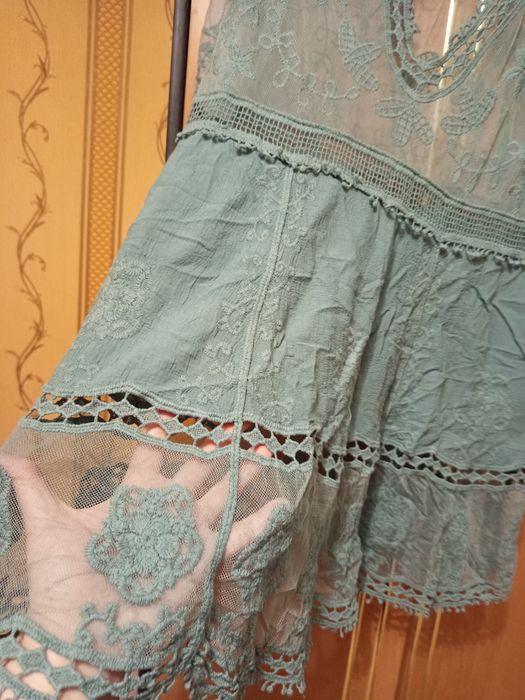 Туника накидка парео пляжное вышитое кружево L-XL