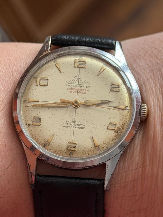 Atlantic Worldmaster Superextra 21 jewels, duzy 38/47mm, sprawny