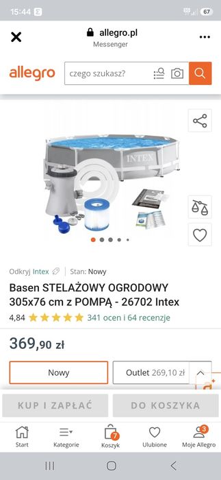 Basen stelażowy używany 1 sezon