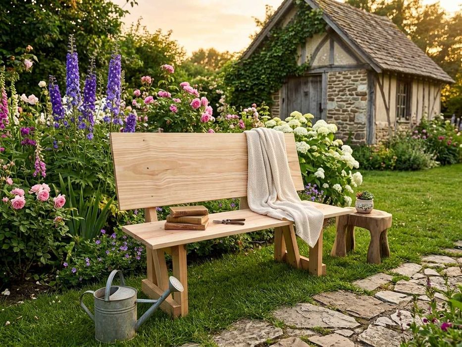 Hand  made wooden bench