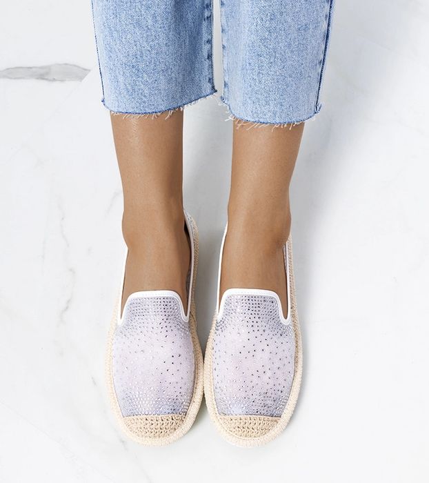Białe espadryle z cyrkoniami Punter