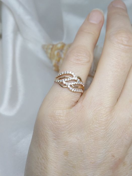 Złoty pierścionek z cyrkoniami, złoto Golden rose 583, rozmiar 13