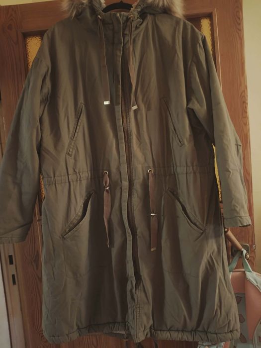 Duża damska parka  h&m na futerku