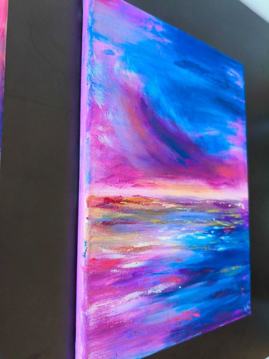Abstrakcja Morze i Niebo Komplet 2 Obrazów Zachód Słońca 35x50