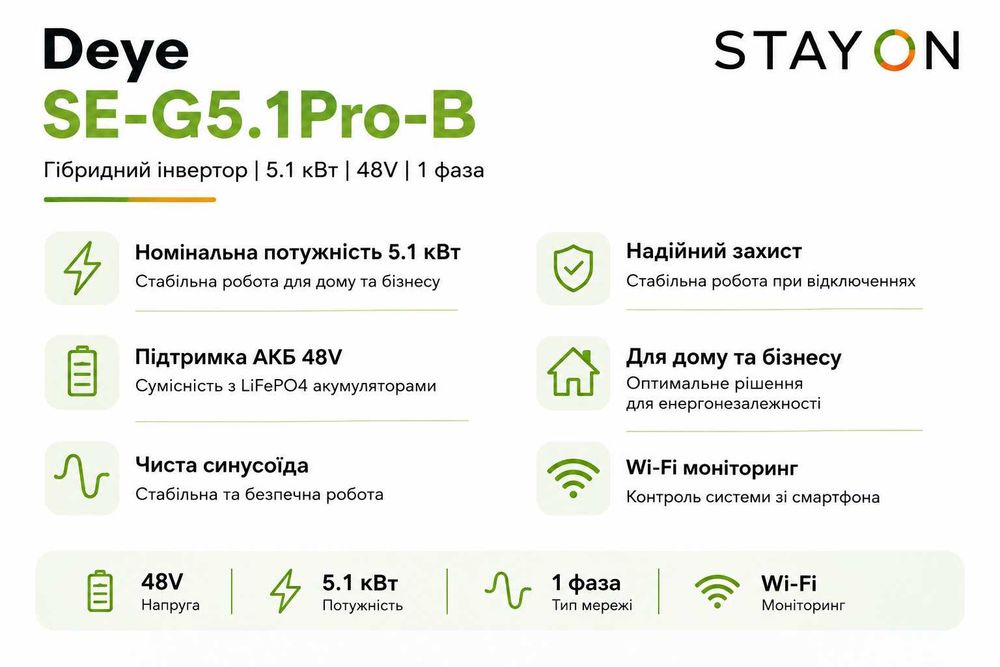 Deye SE-G5.1 Pro-B | 5,12 кВт·год | Акумулятор LiFePO4 | В наявності