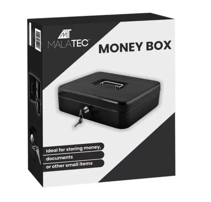 Металева касетна скринька для грошей та документів з ключем Сейф каса