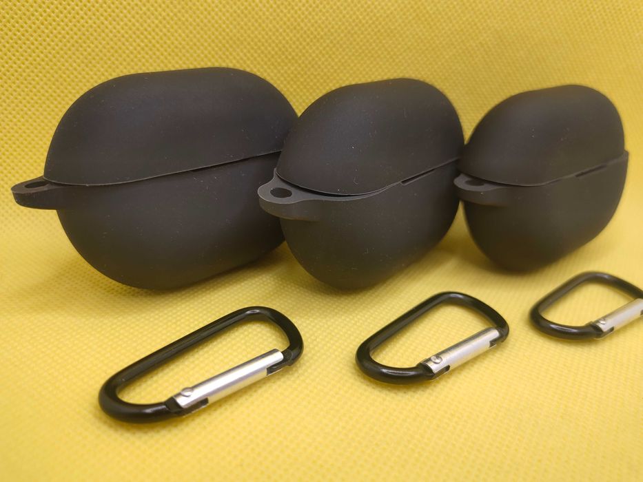 Чехол силиконовый на наушники Huawei Freebuds Pro 4 + карабин (black)