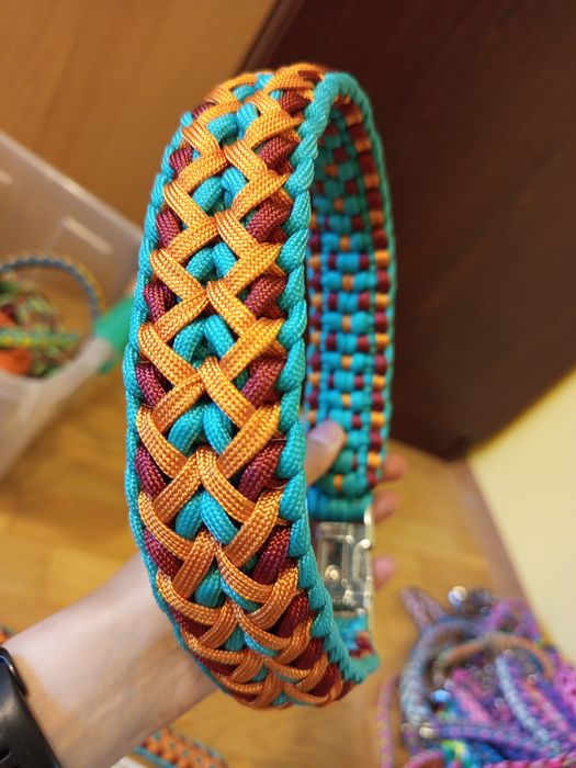 Obroża pleciona ręcznie handmade 53 cm I 47 cm