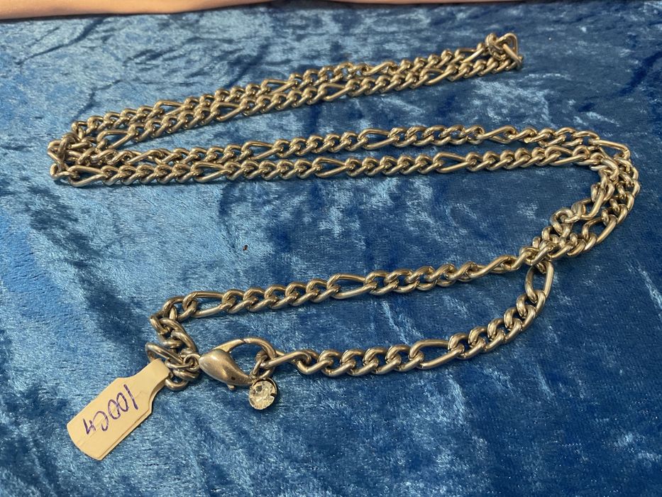 Colar longo metal prateado 100 cm