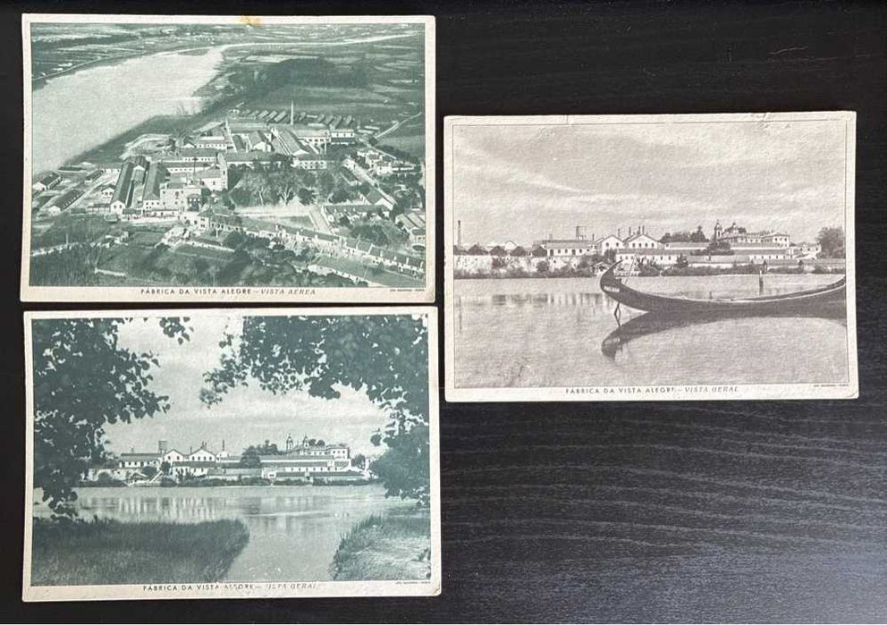 Lote 3 Postais Antigos Fábrica de Porcelana Vista Alegre - Portugal / Moliceiro