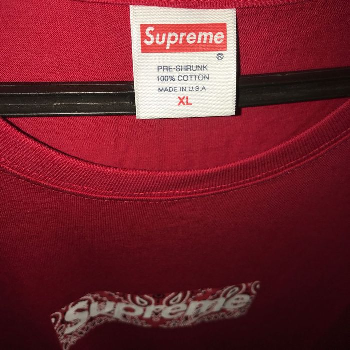 Оригинальная Supreme Bandana Box Logo Tee Red Футболка Красная