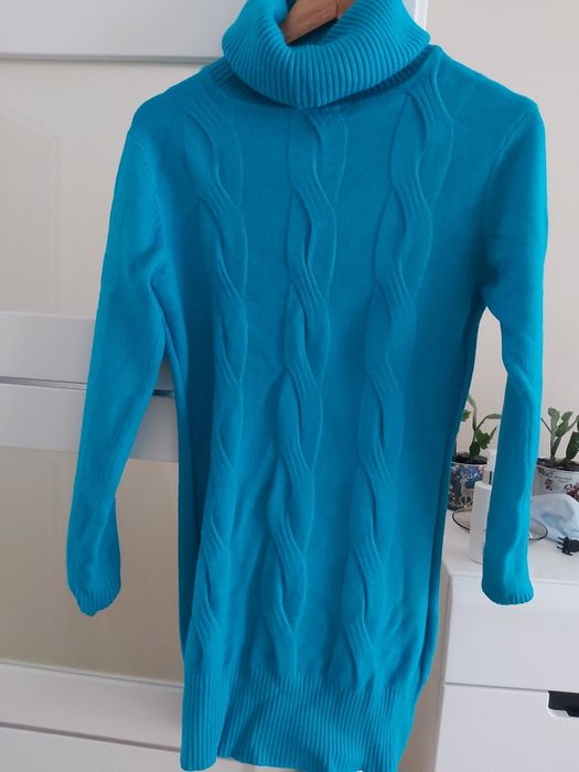Ciepły golf sweter niebieski