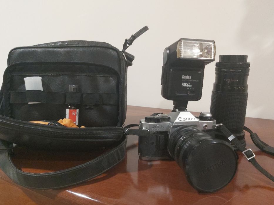Conjunto fotografia Câmara Canon AE-1