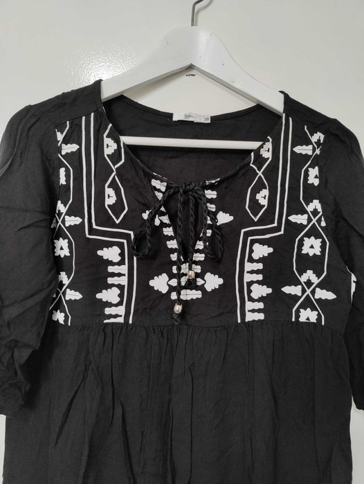 Vestido preto estilo boho detalhes brancos -  Pool, 38