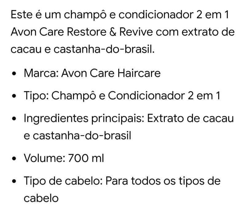 2 em 1 Champô e Condicionador Restore & Revive 700ml Avon